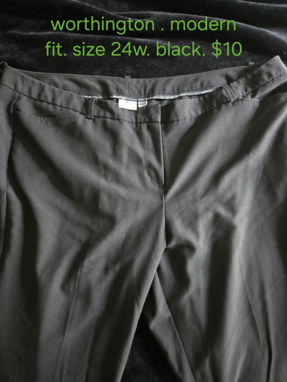 Worthington Womens Black Modern-Fit Dress Pants